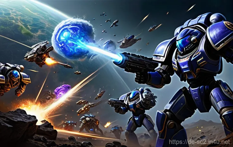 스타크래프트2 자유의 날개 공략 - **Prompt:** "A vibrant and bustling Terran mining colony on a verdant alien planet. Numerous SCVs ar...