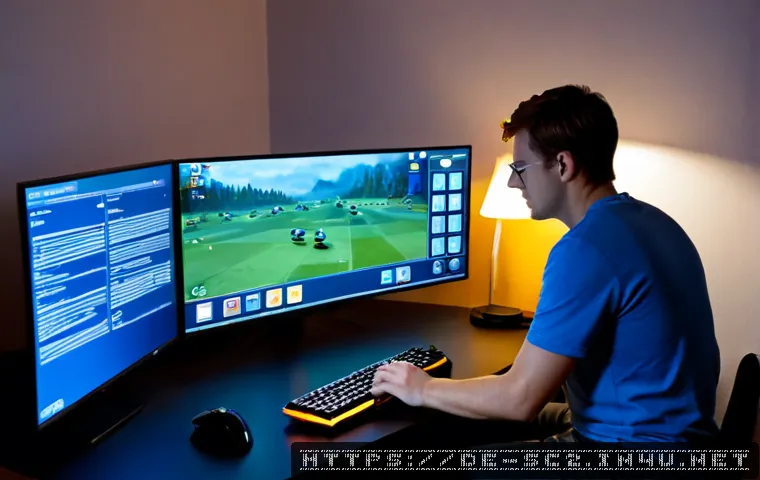 Home 17 스타크래프트2 UI 설정 팁 - Photorealistic German home gaming desk, focused adult player adjusting a futuristic real-time strate...